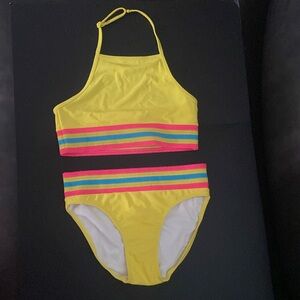 Two-piece Girls Swimsuit, Nordstrom, Neon Yellow, Size 12,